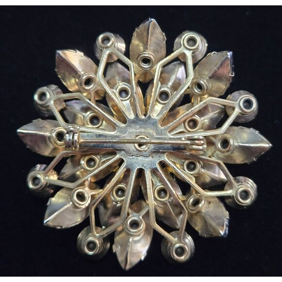 Vintage Amber, Aurora Borealis, Marquis and Round Rhinestone Brooch - Picture 5 of 6